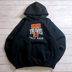 カレッジロゴ GILDAN TRAVIS HOODIE トラビス ブラック オレンジ ホワイト TIGER BAND カレッジプリント プルオーバーパーカー 古着 #26500