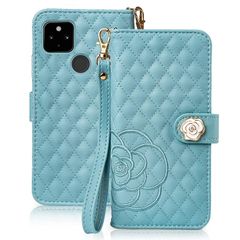 SZJAMIE Google Pixel 4a 5G ケース 手帳型 Pixel 4a 5G 手帳型ケース 薔薇刺繍 おしゃれ カメリア花柄 グーグル ピクセル 4a 5G スマホケース 女性向け 上品 高級レザー 軽量 可愛い 手触り 耐衝撃 カード収納 1