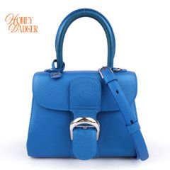 【極希少・限定色】デルヴォー DELVAUX ブリヨン ミニ Brillant Mini AA0406AAU010NPA Satin Electric メタリックブルー 2WAY ハンドバッグ ショルダーバッグ ロデオカーフ シルバー金具 斜め掛け レディース