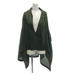 プリーツプリーズ PLEATS PLEASE イッセイミヤケ 美品 08SS カーディガン プリーツ モード ドレープ感 長袖 薄手 無地 PP83-J0222 緑 グリーン /MX ■GY22