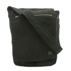 ポーター PORTER ショルダーバッグ クロスボディ デニム キャンバス ロゴ グレー FF ■GY99