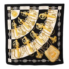 エルメス カレ90 Cliquetis クリケティス スカーフ 大判スカーフ ブラック シルク レディース HERMES【1-0294007】