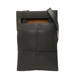 ボッテガヴェネタ マキシイントレチャート 斜め掛け ショルダーバッグ グレー レザー レディース BOTTEGAVENETA【228-96765】