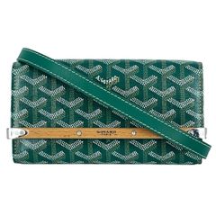 【中古】GOYARD ゴヤール モンテカルロ ミニ ケース ポーチ クラッチバッグ ストラップ付き PVC×レザー グリーン 緑 肩掛け 斜め掛け 26016269 GS