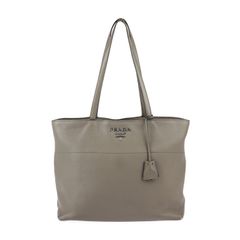 PRADA プラダ トートバッグ 1BG203 レザー ARGILLA グレー系 シルバー金具 バッグ ヴィッテロフェニックス ショルダーバッグ セミショルダー