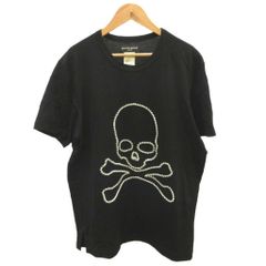 マスターマインド mastermind JAPAN Tシャツ カットソー スカル プリント 半袖 ビーズ L 黒 ブラック クルーネック トップス /YU ■GY62