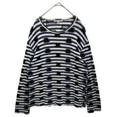 COMME des GARCONS 꼼데가르송 2007AW Hat Design Striped L/S Tee ハット デザイン ボーダー 長袖 カットソー OT-T001 M ホワイト×ブルー