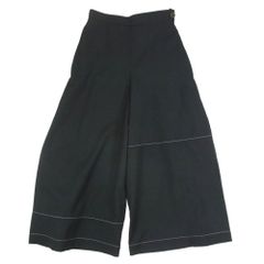 LOEWE ロエベ S2192280FH サイドプリーツ ワンタック ステッチ デザイン切替 ワイド クロップド パンツ ブラック系 32【中古】