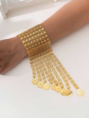 ブレスレット ジュエリー レディース バングル 1個 クルド トルコ風 女性用 タッセル ブレスレット コイントーテム 長めチェーン 中東花嫁 ブレスレット 結婚式