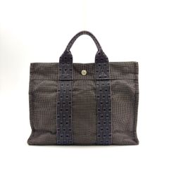 新着 HERMES エールライン トートPM トートバッグ キャンバス グレー ハンドバッグ