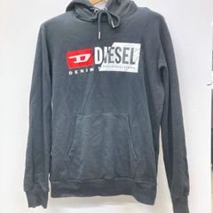 DIESEL/ディーゼル プルオーバーパーカー Mサイズ ブラック コットン100% ロゴプリント スウェット フーディー[OA07543]