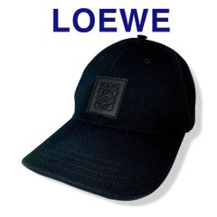 ロエベ キャップ アナグラム ブラック ベースボールキャップ 帽子 ユニセックス LOEWE ブランド 美品 シルバー金具 コットン メンズ レディース 男女兼用 イタリア製 定価62,700円 A/使用感の少ない綺麗な中古品