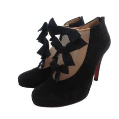クリスチャンルブタン Christian louboutin ハイヒール ブーティ リボンモチーフ 34.5 黒 ブラック /UO ■GY62