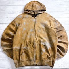 1점물 블리치 가공 ZIP UP HOODIE 지퍼 파커 브라운 카멜 베이지 얼룩 염색 타이 다이 무늬 풀 Zip 스웨터 헌 옷 #26558