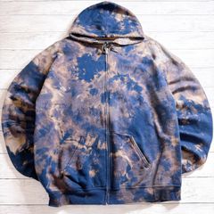 1점물 블리치 가공 ZIP UP HOODIE 지퍼 파커 네이비 브라운 베이지 블리치 가공 타이 다이 무늬 얼룩 염색 풀 Zip 스웨트 헌 옷 #26559