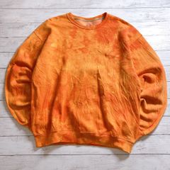 1점물 컬러 TIE DYE SWEATSHIRT 타이 다이 스웨트 오렌지 옐로우 브라운 얼룩 염색 총 무늬 크루넥 스웨트 헌 옷 #26586