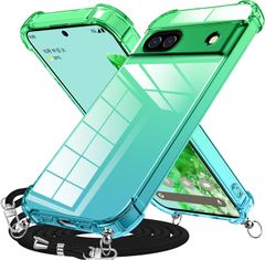 【特価商品】紐付き 肩掛け グラデーションカバー ストラップ ショルダー クリア ケース 用の 斜めかけ 7a Pixel Google 対応 Duluqboba