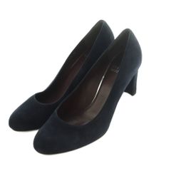 スチュアートワイツマン STUART WEITZMAN パンプス ラウンドトゥ チャンキーヒール スエード 5.5 22.5cm 紺 ネイビー /MI ■GY62