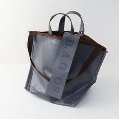 상태좋음 エバゴス ebagos 8号キャンバス PVC・Y字トート トートバッグ グレー ハンドバッグ ショルダーバッグ 2400015188003
