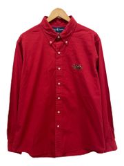 RALPH LAUREN ラルフローレン CUSTOM FIT 長袖ボタンダウンシャツ 刺繡 90S 00S 古着 ビンテージ XL レッド メンズ 199