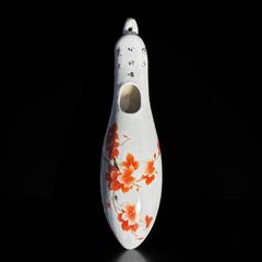 時代物 中国陶器 一輪挿し 紅葉 壁掛け 中国雑貨 もみじ 花瓶 フラワーベース 色絵 陶磁器 骨董品 アンティーク
