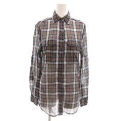 ポロジーンズ ラルフローレン POLO JEANS 상태좋음 シアーシャツ S 青 ブルー チェック柄 レギュラーカラー 長袖 NL ■ECF007