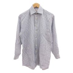 クリスチャンディオール Christian Dior BOUTIQUE シャツ 長袖 ストライプ 38/15 白 ホワイト 青 ブルー /JS ■ECG007