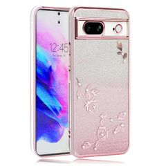 JOOBOY スマホケース 対応 Google Pixel6 ケース クリア キラキラ メッキ加工 花柄 ソフトケース TPU 薄型 おしゃれ かわいい 衝撃吸収 ブランド グーグル ピクセル 6 カバー(キラキラ-ピンク) 0