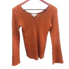 ユニクロ UNIQLO Mame Kurogouchi ニット セーター ハートシェイプドネック リブ 長袖 M 茶 ブラウン /AU