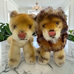 배송비 무료 ★シュタイフ★Leo Lion 12cm & Lioness Lea 11cm★ライオンのレオ＆リー★ヴィンテージ アンティーク★Steiff