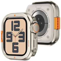 Amizeeメタルケース互換性がありますApple Watch SE 3/2/1 シリーズ 6/5/4 44mm, チタン 【2in1保護設計】ケース互換性がありますApple Watch SE 3/2/1 シリーズ 6/5/4 44mmケース裏表紙付き, 頑