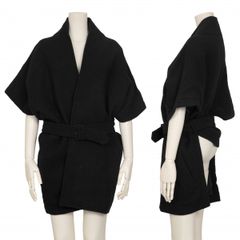 꼼데가르송 フランスCOMME des GARCONS FRANCE ウールツイード変形ポンチョジャケット 黒S