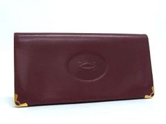Cartier カルティエ 長財布 マストライン ボルドー系 レザー メンズ 二つ折り 札入れ 美品