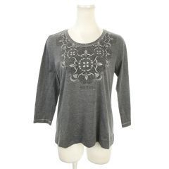 バルマン BALMAIN Tシャツ 9 グレー ラウンドネック 幾何学模様 七分袖 /MN42 ■GY99
