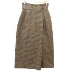 マウジー MOUSSY タイトスカート 1 マルチカラー 茶色 ブラウン チェック柄 ミモレ丈 ロング丈 マキシ丈 HO10 ■ECC009