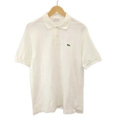 ラコステ LACOSTE ポロシャツ トップス ロゴパッチ 半袖 6 白 ホワイト /CR ■GY53