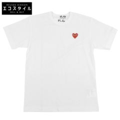 PLAYCOMMEdesGARCONS プレイ 꼼데가르송 미사용 コットン Tシャツ トップス メンズ ホワイト×レッド M AZ-T108 M