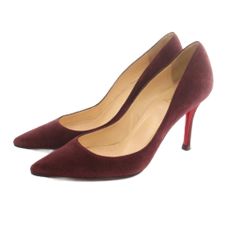 クリスチャンルブタン Christian louboutin ポインテッドトゥ パンプス ハイヒール スエード 37.5 24.5cm ボルドー /MI ■GY62