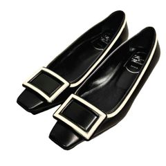 ロジェヴィヴィエ ROGER VIVIER パンプス フラットシューズ ローヒール 35.5 黒 ブラック