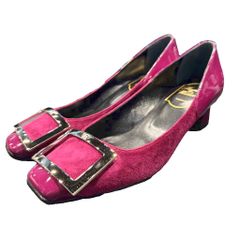 ロジェヴィヴィエ ROGER VIVIER パンプス ハイヒール スクエアトゥ イタリア製 エナメル 35 バーガンディー