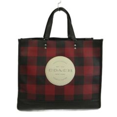 コーチ COACH デンプシー トート 40 バッファロー プラッド プリント トートバッグ ショルダー 2WAY PVC レザー チェック柄 ロゴパッチ 赤 レッド 黒 ブラック C1549 XZ ■GY18