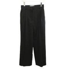 ロエベ LOEWE スラックス ワイドパンツ ウール混 ツータック 36 黒 ブラック フルレングス Q825331X08 /NP ■GY18