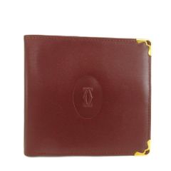 カルティエ Cartier マストライン 財布 お札入れ 二つ折り レザー ロゴ 型押し ゴールド金具 ボルドー /XZ ■GY64