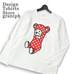 Design Tshirts Store graniph グラニフ 通年 ドット コントロールベア★ 長袖 ロンTシャツ カットソー Sz.L メンズ 白のサムネイル