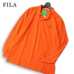 【新品 未使用】 FILA フィラ 通年★ 長袖 鹿の子 ロゴ刺繍 ポロシャツ Sz.L メンズ オレンジ ゴルフにものサムネイル
