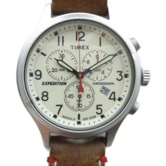 タイメックス TIMEX EXPEDITION エクスペディション 腕時計 クォーツ ウォッチ クロノグラフ カレンダー付き レザーベルト シルバー色 ■GY18 /MQ