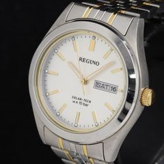 稼働 良品 シチズン レグノ J800-S106567 ソーラー シルバー文字盤 デイデイト メンズ腕時計 KRH NSK