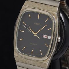 セイコー アルバ V333-5040 QZ 黒文字盤 デイデイト メンズ腕時計 KRH NSK
