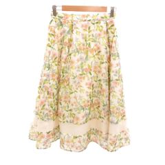 クイーンズコート QUEENS COURT 美品 フレアスカート 花柄 ミモレ丈 2 マルチカラー IBO103 /IL