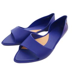メリッサ melissa フラットシューズ 23.5 青 ブルー オープントゥ /MG ■GY99